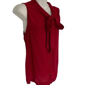 Cloth and Stone by Anthropologie Red Sleeveless Top with Neck Bow Size M